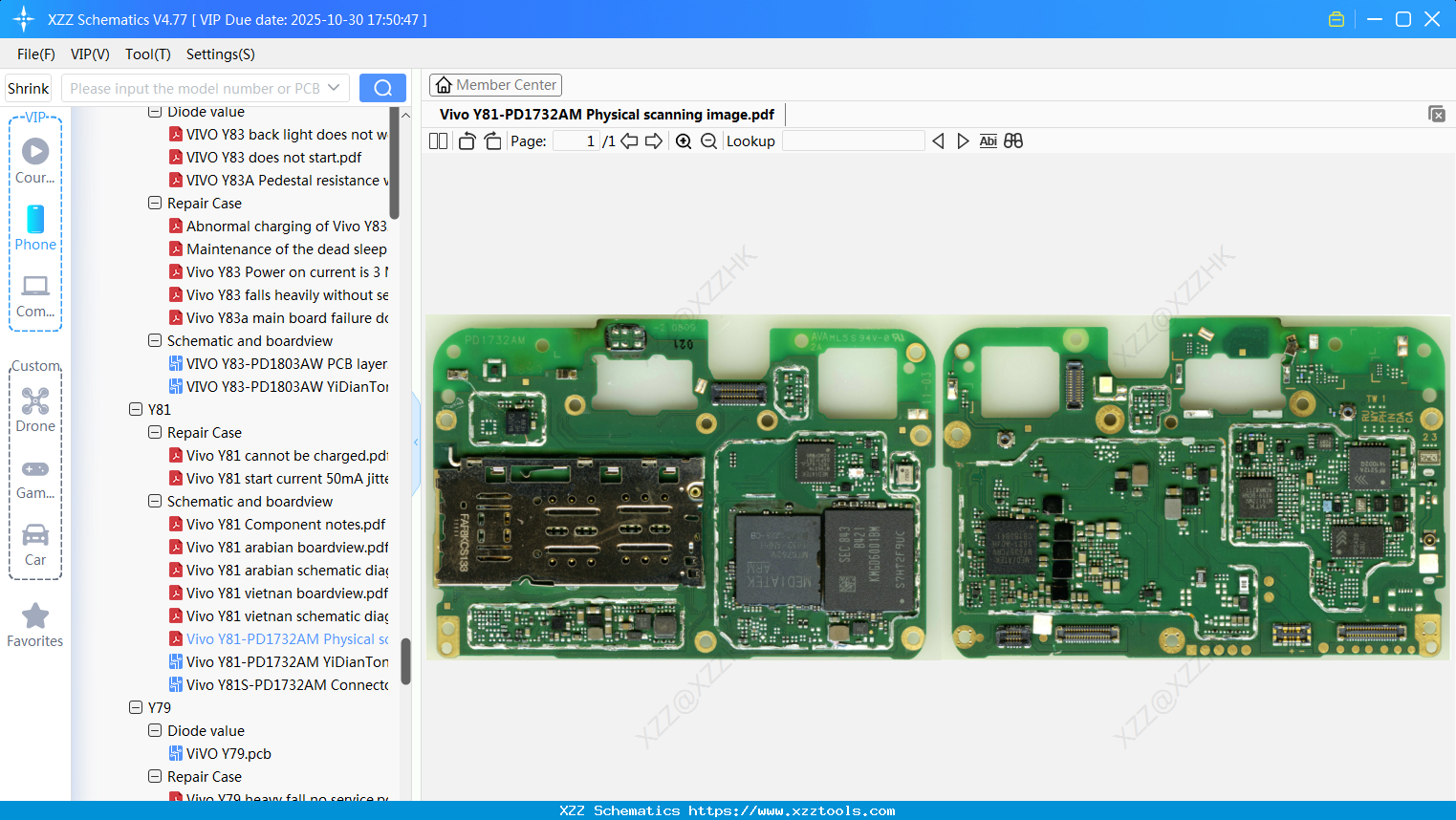 Vivo Y81-PD1732AM Physical Scanning Image